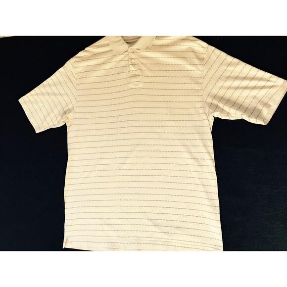 Men's Shirt Docker's Golf Polo Size M BeigeTan w/stripe Cotton Short Sleeve - Picture 1 of 9